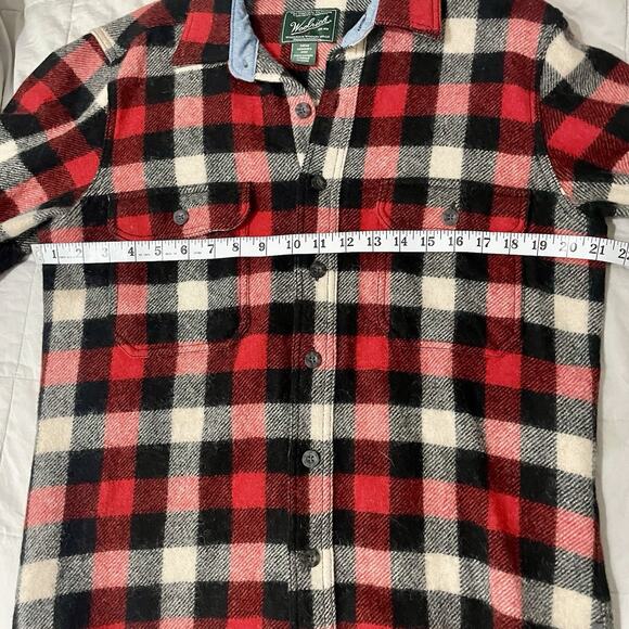 Woolrich Flannel Shacket Shirt Mens Medium Plaid Red Wool Blend Cabin Outdoor - Picture 3 of 8